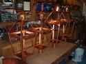 Copper lamps ready for glass